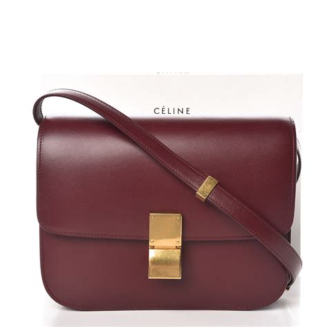 CELINE Box Calfskin Medium Classic Box Flap Bag Nude